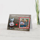 Cartes Pour Fêtes Annuelles Photo Heureuse Sainte-Valentin Red Heart Rustic Wo (Devant)
