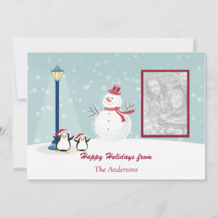 Cartes Pour Fêtes Annuelles Photo Holiday Greeting de Snowman Penguin