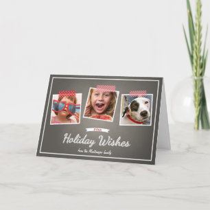 Cartes Pour Fêtes Annuelles Photo Holiday Wish Christmas Chalkboard plié