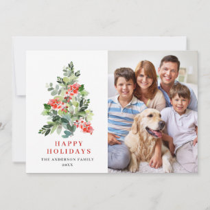 Cartes Pour Fêtes Annuelles PHOTO Holly Berry Noël Arbre Salutation