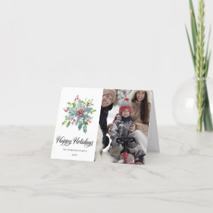 Cartes Pour Fêtes Annuelles Photo Holly et Berries Famille Noël 2022
