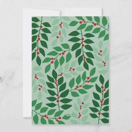 Cartes Pour Fêtes Annuelles Photo horizontale - Joyeux Noël Botanique Rouge (Dos)