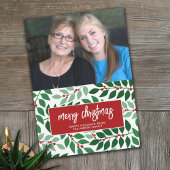 Cartes Pour Fêtes Annuelles Photo horizontale - Joyeux Noël Botanique Rouge