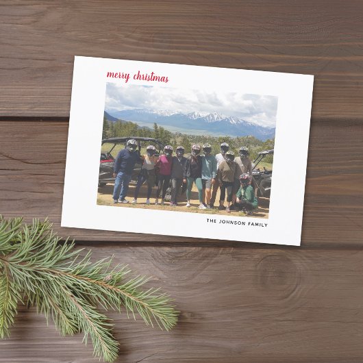 Cartes Pour Fêtes Annuelles Photo horizontale Joyeux Noël Script Rouge plaid