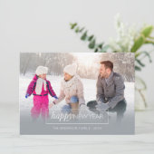 Cartes Pour Fêtes Annuelles Photo horizontale Joyeux Nouvel An gris moderne (Debout devant)