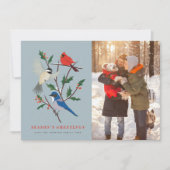 Cartes Pour Fêtes Annuelles Photo illustré d'oiseaux d'hiver (Devant)