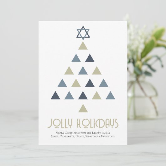 Cartes Pour Fêtes Annuelles Photo Jolly Holidays Christmas Tree Holiday Card (Debout devant)