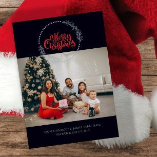 Cartes Pour Fêtes Annuelles Photo Joyeuse couronne de Noël personnalisée