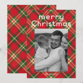 Cartes Pour Fêtes Annuelles Photo Joyeuse de Noël Plaid (Devant / Derrière)
