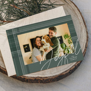 Cartes Pour Fêtes Annuelles Photo joyeux de plaid de Noël vert