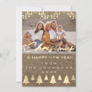 Cartes Pour Fêtes Annuelles Photo Joyeux Noël Joyeux Nouvel An Kraft Gold