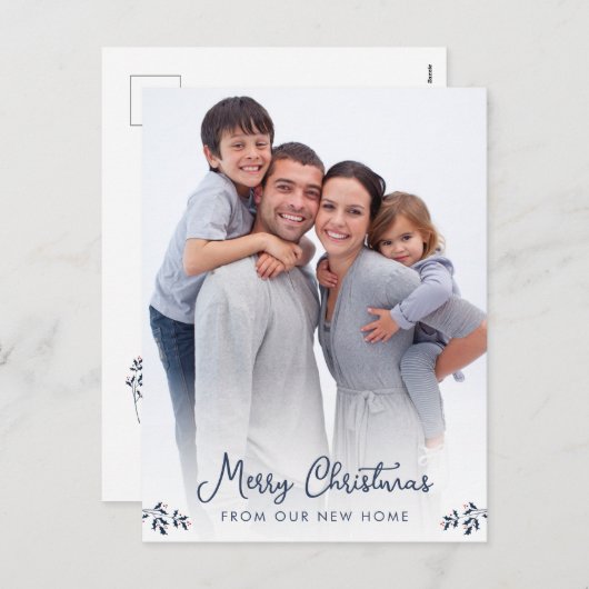 Cartes Pour Fêtes Annuelles Photo Joyeux Noël Nouveau Accueil (Devant / Derrière)