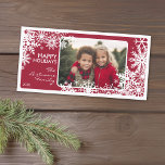 Cartes Pour Fêtes Annuelles Photo - Laisse-Le Neiger ! Flèches blanches rouges<br><div class="desc">Customisez ceci avec 1 photo horizontale/paysage,  votre nom de famille et l'année en cours.</div>