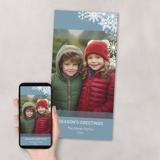 Cartes Pour Fêtes Annuelles Photo : Let It Snow Snowflakes - bleu blanc