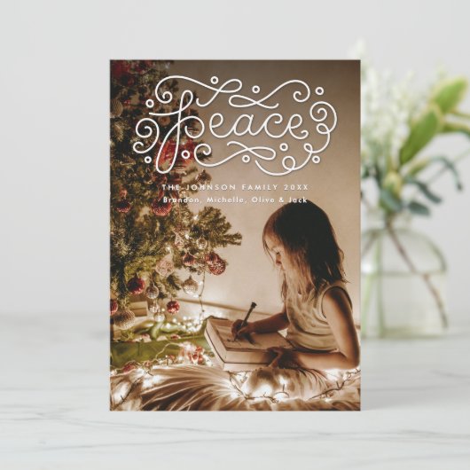 Cartes Pour Fêtes Annuelles Photo lettrage main pacifique (Debout devant)