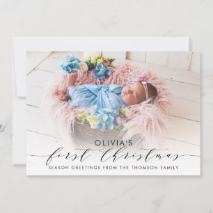 Cartes Pour Fêtes Annuelles Photo Main-En lettres de premier Noël du bébé