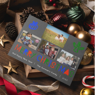Cartes Pour Fêtes Annuelles Photo manuscrite de couleur vive Noël