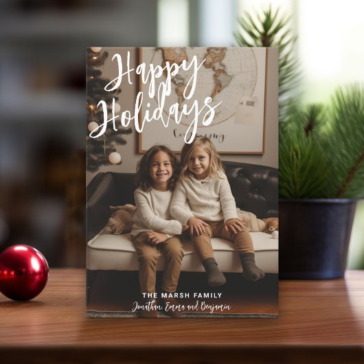 Cartes Pour Fêtes Annuelles Photo manuscrite Gris de Noël Plaid Happy