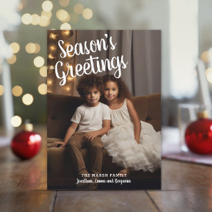 Cartes Pour Fêtes Annuelles Photo manuscrite grise à carreaux Vœux de saison