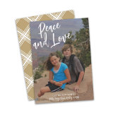 Cartes Pour Fêtes Annuelles Photo manuscrite Noël Or Plaid Peace Love