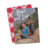 Cartes Pour Fêtes Annuelles Photo manuscrite Noël Rouge Plaid Peace Love