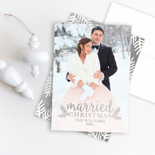 Cartes Pour Fêtes Annuelles Photo Mariage de Noël marié en argent moderne