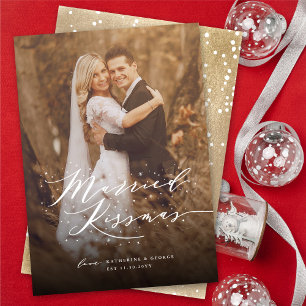 Cartes Pour Fêtes Annuelles Photo Mariage de vacances de Kissmas Marié