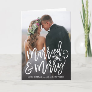 Cartes Pour Fêtes Annuelles Photo mariée et joyeuse de vacances