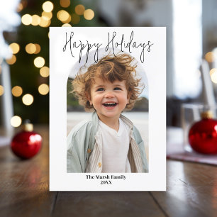Cartes Pour Fêtes Annuelles Photo minimale avec arc moderne - noir et blanc