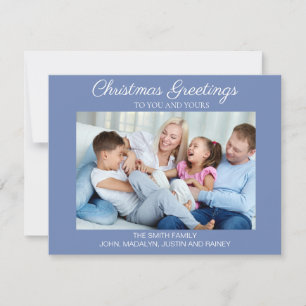 Cartes Pour Fêtes Annuelles Photo minimale bleue moderne Joyeux Noël Joyeux