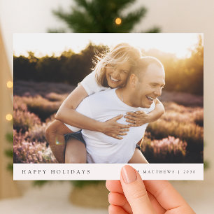 Cartes Pour Fêtes Annuelles Photo minimale du couple Simple Elegant Christma