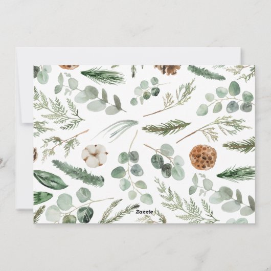 Cartes Pour Fêtes Annuelles Photo minimale moderne Noël élégant eucalyptus (Dos)