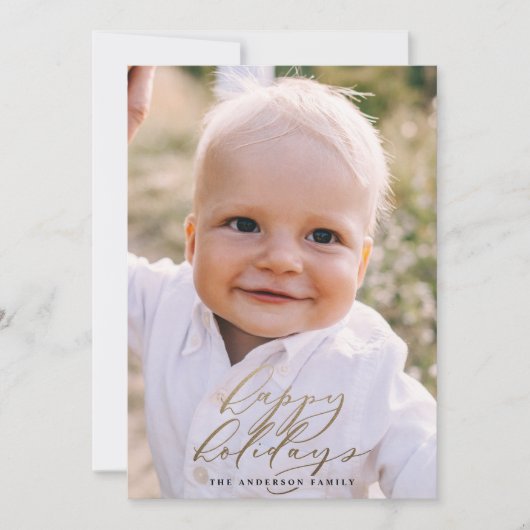 Cartes Pour Fêtes Annuelles Photo minimale moderne Noël élégant script (Devant)