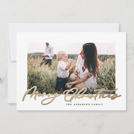 Cartes Pour Fêtes Annuelles Photo minimale moderne Noël élégant script (Devant)