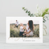 Cartes Pour Fêtes Annuelles Photo minimale moderne Noël élégant script (Debout devant)