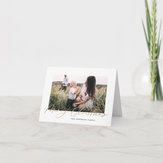 Cartes Pour Fêtes Annuelles Photo minimale moderne Noël élégant script (Devant)
