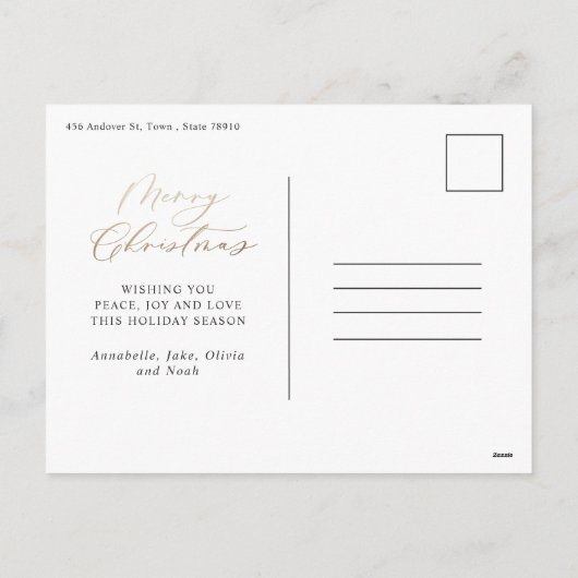 Cartes Pour Fêtes Annuelles Photo minimale moderne Noël élégant script (Dos)