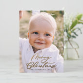 Cartes Pour Fêtes Annuelles Photo minimale moderne Noël élégant script (Debout devant)