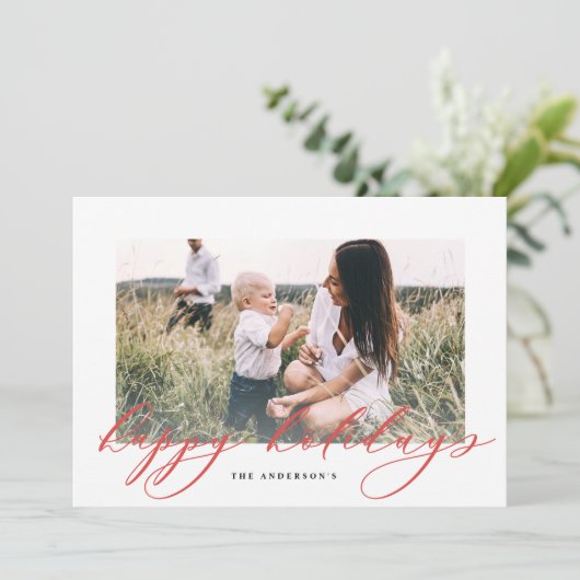 Cartes Pour Fêtes Annuelles Photo minimale moderne Noël élégant script (Debout devant)