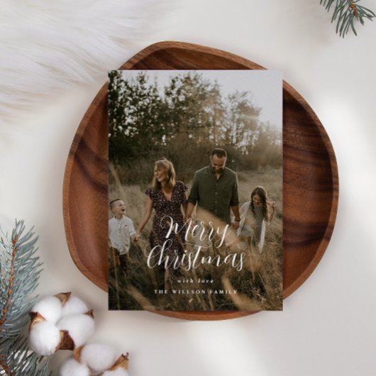 Cartes Pour Fêtes Annuelles Photo minimale moderne Noël élégant script