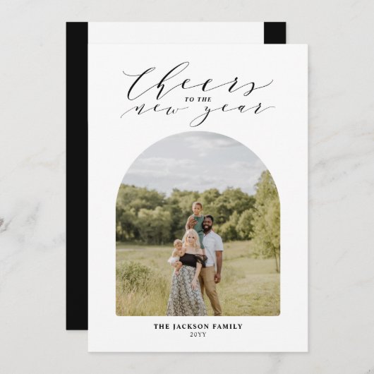 Cartes Pour Fêtes Annuelles Photo minimale pour Bonne Année (Devant / Derrière)