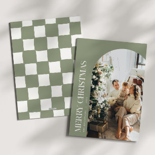 Cartes Pour Fêtes Annuelles Photo minimaliste de la famille de Noël verte et i