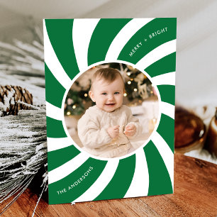 Cartes Pour Fêtes Annuelles Photo minimaliste de permule verte et blanche