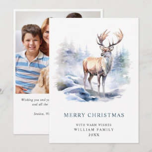 Cartes Pour Fêtes Annuelles PHOTO Minimaliste Élégant Cerf Noël