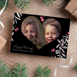 Cartes Pour Fêtes Annuelles photo minimaliste Happy Holidays noir