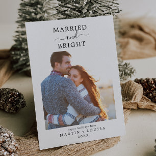 Cartes Pour Fêtes Annuelles Photo minimaliste mariée et brillante