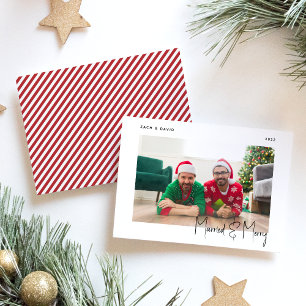 Cartes Pour Fêtes Annuelles Photo minimaliste Mariés et Joyeux LGBTQ Écriture