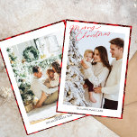 Cartes Pour Fêtes Annuelles Photo Minimaliste Tendance Plaid En vichy Xmas arb<br><div class="desc">Elégante carte d'arbre de Noël enneigée...  Photo à l'arrière</div>
