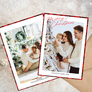 Cartes Pour Fêtes Annuelles Photo Minimaliste Tendance Plaid En vichy Xmas arb