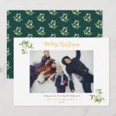 Cartes Pour Fêtes Annuelles Photo Mistletoe Gold Script Joyeux Noël (Devant / Derrière)